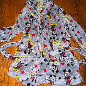 Disney Baby Gray and Red Mickey Mouse Fleece Robe 2t